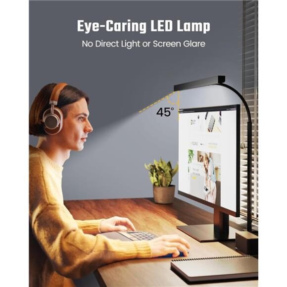 LED Desk Lamp for Office Home, Eye-Caring Desk Light with Adjustable Gooseneck - Picture 2 of 7